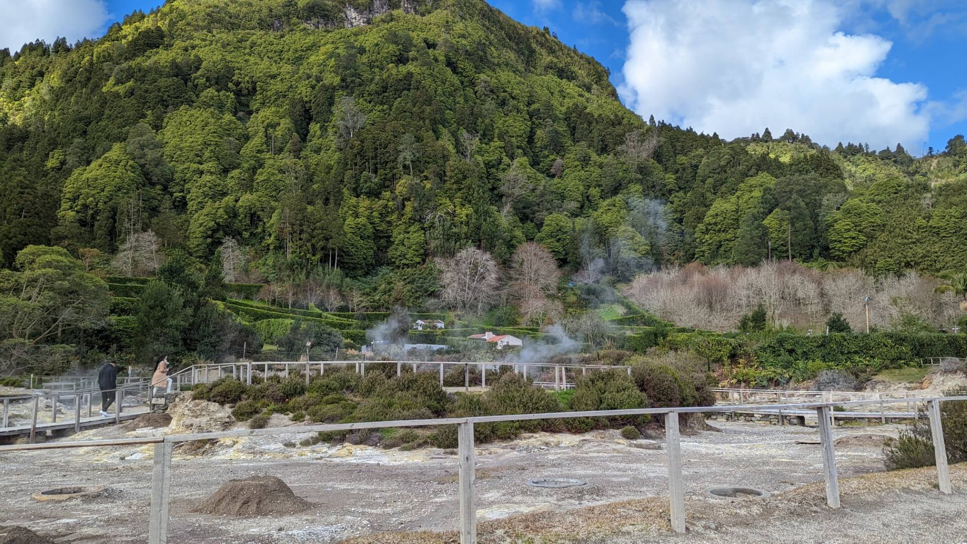 smoke rising from hot pools