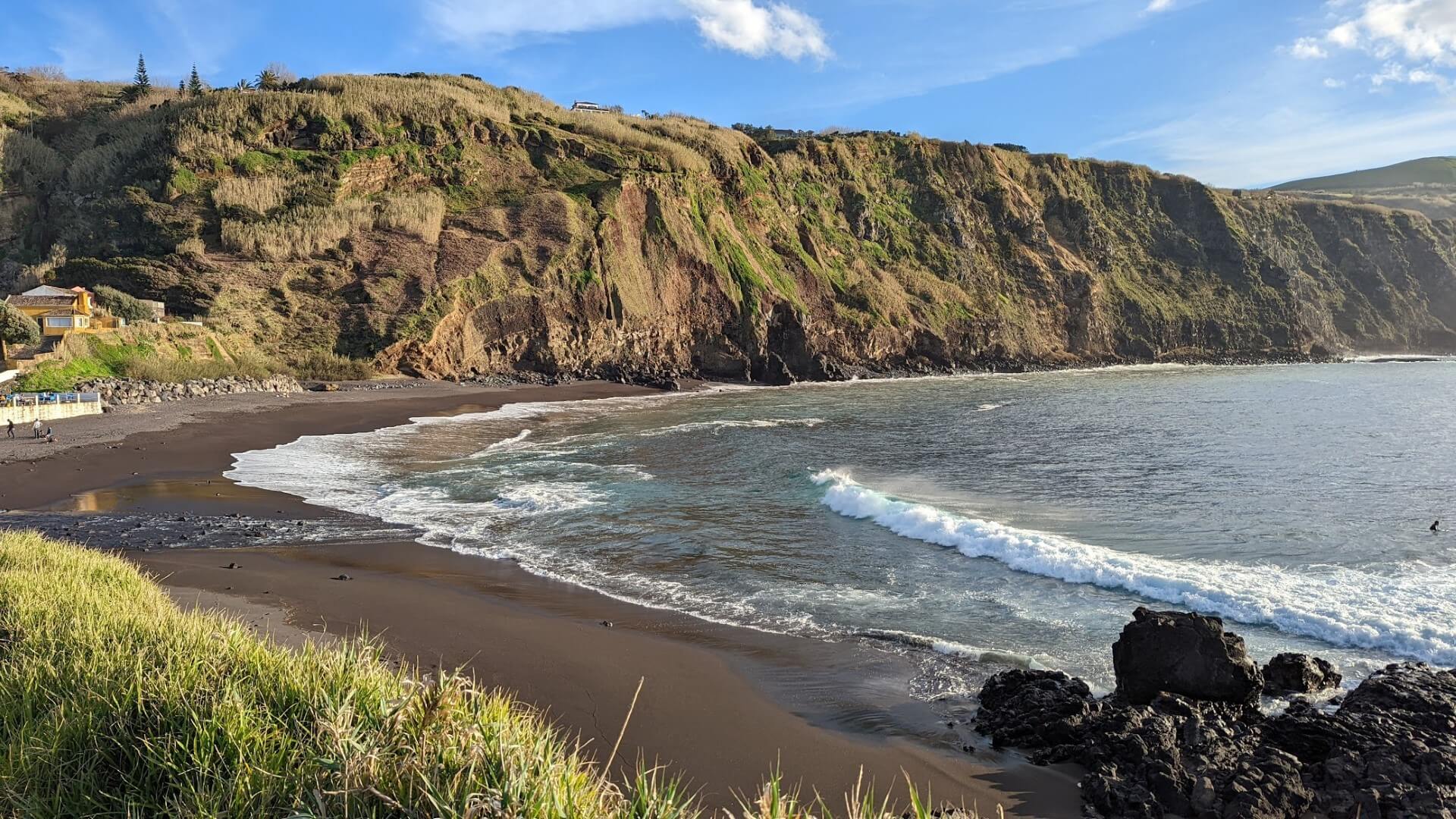 beach with mountainside