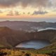 crater lake at sunset